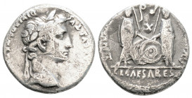 Roman Imperial
Augustus (27 BC-14 AD) Lugdunum
AR Denarius (17.5mm, 3.4g)
Obv: CAESAR AVGVSTVS DIVI F PATER PATRIAE. Laureate head right.
Rev: AVGVSTI...