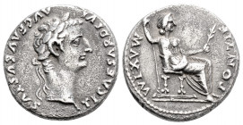 Roman Imperial
Tiberius (14-37 AD) Lugdunum
AR Denarius (17.6mm, 3.6g)
Obv: TI CAESAR DIVI-AVG F AVGVSTVS, laureate head of Tiberius right.
Rev: PONTI...