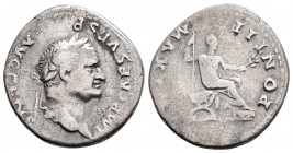 Roman Imperial
Vespasian (69-79 AD) Rome
AR Denarius (19.5mm, 3.1g)
Obv: IMP CAES VESP AVG CENS. Laureate head right.
Rev: PONTIF MAXIM. Vespasian sea...