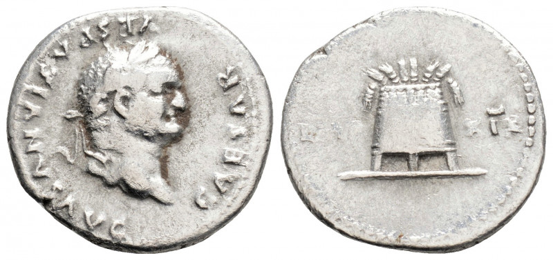 Roman Imperial 
Vespasian (69-79 AD) Rome
AR Denarius (10mm, 3g)
Obv: CAESAR VES...