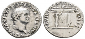 Roman Imperial
Titus (79-81 AD) Rome.
AR Denarius (18.1mm, 3.3g)
Obv: IMP TITVS CAES VESPASIAN AVG P M. Laureate head of Titus, right.
Rev: TR P IX IM...