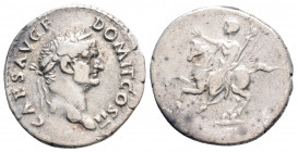 Roman Imperial
Domitian, as Caesar (69-81 AD) Rome
AR Denarius (19.2mm, 3.3g)
Obv: CAES AVG F DOMIT COS II, laureate head right.
Rev: Domitian on hors...
