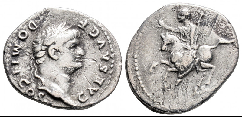 Roman Imperial 
Domitian (69-81 AD)Rome
AR Denarius (20.2mm, 2.8g)
Obv: CAES AVG...