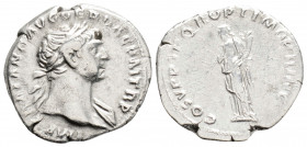 Roman Imperial
Trajan (98-117 AD) Rome
AR Denarius (19mm 3.1g)
Obv: IMP TRAIANO AVG GER DAC P M TR P. Laureate bust right, with slight drapery.
Rev: C...