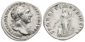 Roman Imperial
Trajan (98-117 AD). Rome
AR Denarius (19mm 3.2g)
Obv: IMP TRAIANO AVG GER DAC P M TR P COS V P P. Laureate bust right, with aegis.
Rev:...