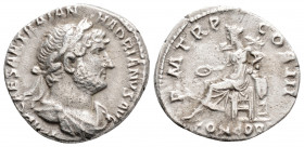 Roman Imperial
Hadrian (117-138 AD) Rome
AR Denarius (18mm, 3.2g)
Obv: IMP CAESAR TRAIAN HADRIANVS AVG, laureate and draped head right.
Rev: P M TR P ...
