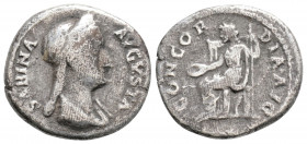 Roman Imperial
Sabina (128-137 AD) Rome
AR Denarius (17.7mm, 2.6g)
Obv: SABINA AVGVSTA, draped bust right.
Rev: CONCORDIA AVG, Concordia seated left o...