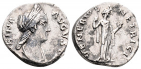 Roman Imperial 
Sabina (128-136/7 AD) Rome
AR Denarius (16.8mm, 3.6g)
Obv: SABINA AVGVSTA. Draped bust right.
Rev: VENERI GENETRICI. Venus standing ri...