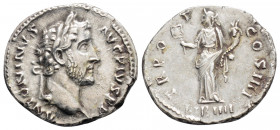 Roman Imperial Coins
Antoninus Pius (138-161 AD) Rome
AR Denarius (18.4mm, 3.3g)
Obv: ANTONINVS AVG PIVS P P. Laureate head right.
Rev: TR POT COS III...