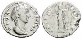 Roman Imperial
Diva Faustina I (Died 140/1) Rome
AR Denarius (18mm 3.3g)
Obv: DIVA AVG FAVSTINA.Veiled and draped bust right.
Rev: AETERNITAS.Aeternit...