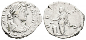 Roman Imperial
Lucilla, Augusta, (164-182 AD) Rome
AR Denarius (19mm 3.1g)
Obv: LVCILLAE AVG ANTONINI AVG F.Draped bust right.
Rev: VESTA.Vesta standi...