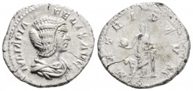 Roman Imperial
Julia Domna (193-211 AD) Rome
AR Denarius (19mm 3.1g)
Obv: JULIA PIA FELIX AVG.Draped bust right.
Rev: MATRI DEVM.Cybele, holding drum ...
