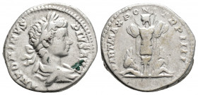 Roman Imperial
Caracalla (193-217 AD) Rome
AR Denarius (18 mm 3.7g)
Obv: ANTONINVS PIVS AVG.Laureate and draped bust right.
Rev: PART MAX PONT TR P II...