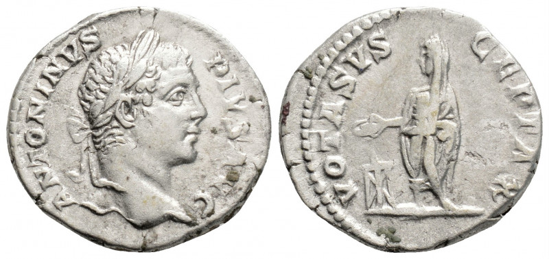 Roman Imperial
Caracalla (193-217 AD) Rome
AR Denarius (19mm 3.1g)
Obv: ANTONINV...