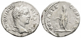 Roman Imperial
Caracalla (193-217 AD) Rome
AR Denarius (19mm 3.1g)
Obv: ANTONINVS PIVS AVG.Laureate head right.
Rev: VOTA SVS-CEPTA X.Caracalla standi...