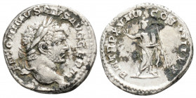 Roman Imperial
Caracalla (198-217 AD). Rome.
AR Denarius (18mm 3.1g)
Obv: ANTONINVS PIVS AVG GERM. Laureate head right.
Rev: P M TR P XVIIII COS IIII ...