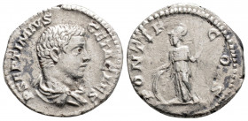 Roman Imperial
Geta as Caesar, (198-209 AD). Rome
AR Denarius (19mm 2.7g)
Obv: P SEPTIMIVS GETA CAES. Bare-headed and draped bust right.
Rev: PONTIF C...