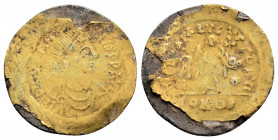 Byzantine 
Justinian I (527-565 AD) Imitating Constantinople. 
Fourrée Semissis (16.5mm 1.46g)
Obv: Diademed, draped and cuirassed bust right. 
Rev: V...