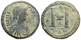 Byzantine
Anastasius I (491-518 AD). Constantinople.
AE Follis (24mm 8g)
Obv: D N ANASTASIVS P P AVG. Diademed, draped and cuirassed bust right.
Rev: ...