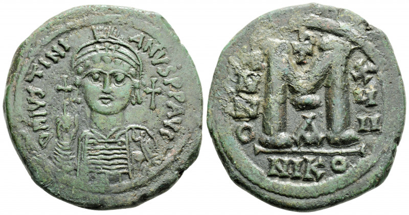 Byzantine
Justinian I (527-565 AD) Nicomedia
AE Follis (36.1mm, 20.6g)
Obv: D N ...