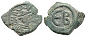 Byzantine 
Maurıce Tıberıus (582-602 AD) Constantinople
AE Pentanummium (16.7mm 1.8g)
Obv: DN mAV ,Diademed, draped and cuirassed bust right.
Rev: Lar...