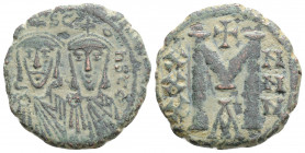 Byzantine
Leo III the "Isaurian" with Constantine V (717-741 AD) Constantinople
AE Follis (21.5mm, 5.2g)
Obv: LEOn S COnST, the busts of Leo, with sho...