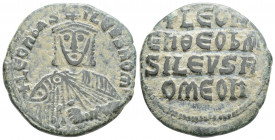 Byzantine
Leo VI the Wise (886-912 AD) Constantinople
AE Follis (26.2mm, 8.5g)
Obv: Crowned and draped bust facing, holding akakia
Rev: +LЄOҺ/ЄҺ ӨЄO Ь...