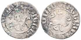 Medieval
ARMENIA, Cilician Armenia, Royal, Levon III (1301-1307 AD) 
AR Tram (20.3mm 2.4g)
Obv:Levon III on horseback riding right, head facing, holdi...