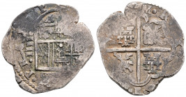 Medieval
SPAIN. Philip II (1556-1598). Granada.
Cob 4 Reales (31mm 13.5g)
Obv: Crowned coat-of-arms; G to left, F to right.
Rev: Coat-of-arms within p...