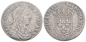 Medieval 
France, Kingdom Louis XIV 'the Sun King' ( 1643-1715 AD) 
AR (20.3mm 2.1g)
Obv: LVD•XIIII•D•G• •FR•ET•NAV•REX, laureate and draped bust righ...