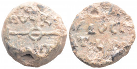 Byzantine Lead Seal ( 8th-9th centuries)
Obv: Cruciform monogram
Rev: 3 (three) lines of text.
(17.1g 22.2 mm diameter)
