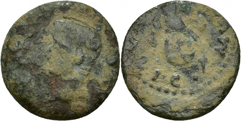 HISPANIA ANTIGUA. ITALICA. Tiberio. Cuadrante. A/ Cabeza masculina a izq. (PER C...