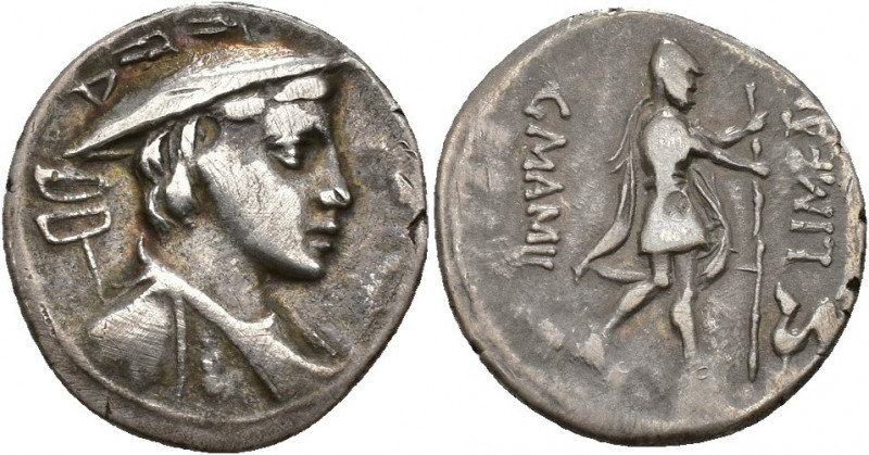 REPÚBLICA ROMANA. MAMILIA. C. Mamilius Limetanus. Denario. Roma (82 a.C.). A/ Bu...