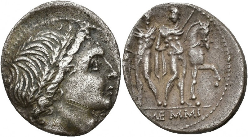 REPÚBLICA ROMANA. MEMMIA. L. Memmius. Denario. Roma (109-108 a.C.). A/ Cabeza ma...