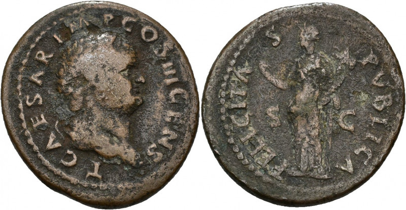 IMPERIO ROMANO. TITO (bajo Vespasiano). Dupondio. Roma (74 d.C.). A/ Cabeza radi...