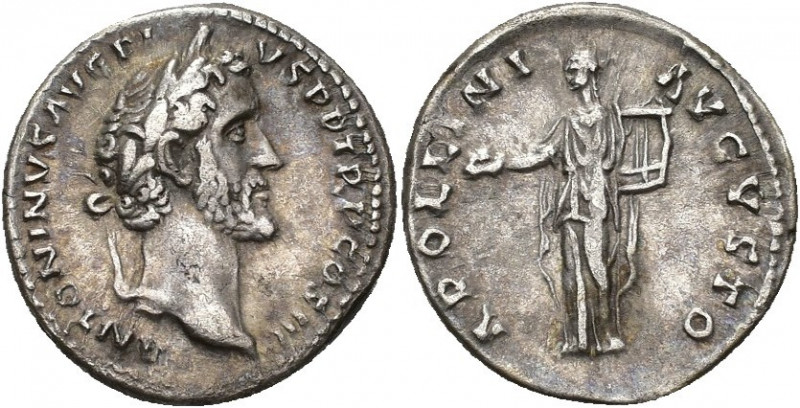 IMPERIO ROMANO. ANTONINO PÍO. Denario. Roma (140-143). A/ Cabeza laureada a der....