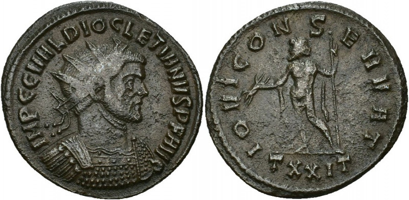 IMPERIO ROMANO. DIOCLECIANO. Antoniniano. Ticinum (285). A/ Busto acorazado a de...