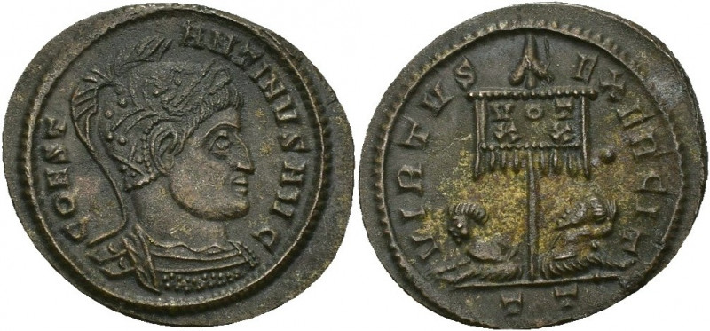 IMPERIO ROMANO. CONSTANTINO I. Follis. Ticinum (319-320). A/ Busto drapeado y co...