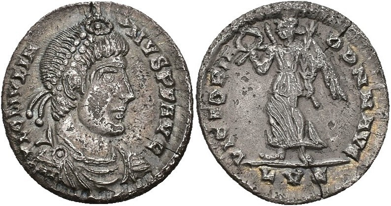 IMPERIO ROMANO. JULIANO II. Silicua reducida. Lugdunum (360-363). A/ Busto diade...