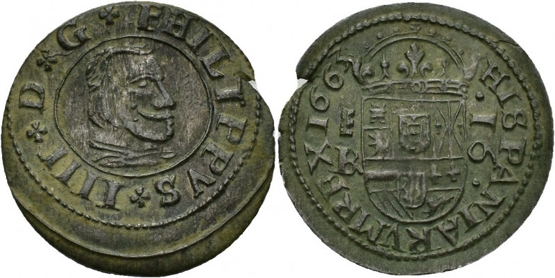 FELIPE IV. 16 maravedís. Segovia. BR. 1663. AE 3,93 g. 25,9 mm. AC-489. Cospel a...