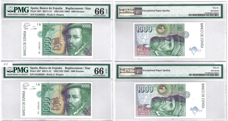 BILLETES ESPAÑOLES. 1000 ptas. 12 de 1992. Hernán Cortés y Francisco Pizarro. Pa...