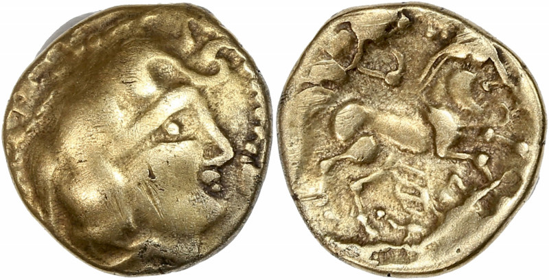 Veneti - Vannes (IIe siècle avant J.-C.) - Or - Quart de statère d'or à la tête ...