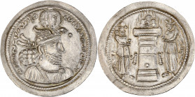 Asie Centrale - Hormizd II ( 303-309 apr. J.C.) - Ar - Drachme.
A/ Buste d'Homme à droite portant une couronne d'aigle.
R/ Au centre un autel en feu, ...