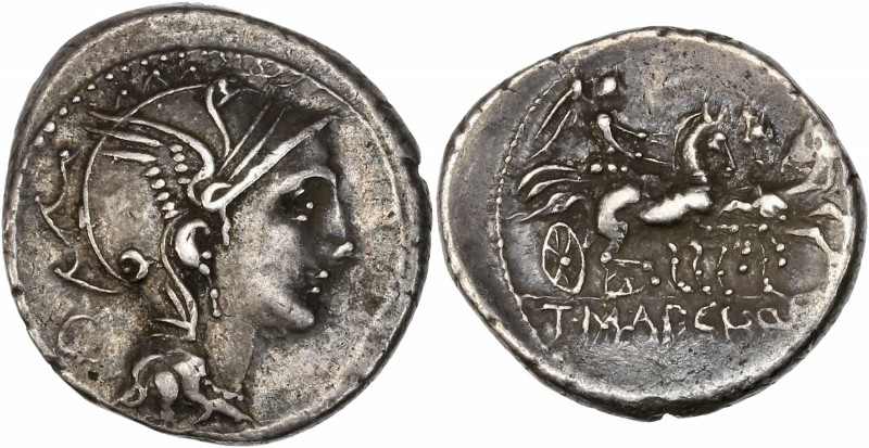 Appius Claudius Pulcher (111-110 av J.-C.) - Ar - Denier - Rome.
A/ Tête casqué...