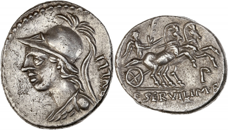 P. Servilius M.f. Rullus (100 av J.-C.) - Ar - Denier - Rome.
A/ RVLLI,
buste ...