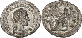 Macrin (217-218 apr .J-C.) - Ar - Denier - Rome. 
A/ IMP C M OPEL SEV MACRINVS AVG,
Macrin lauré et cuirassé à droite.
R/ SALVS PVBLICA,
La Salus assi...