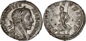 Alexandre Sévère (227 apr.J.-C) - Ar - Denier - Rome.
A/ IMP C M AVR SEV ALEXAND AVG,
buste d'Alexandre Sévère lauré à droite. 
R/ P M TR P VI COS II ...