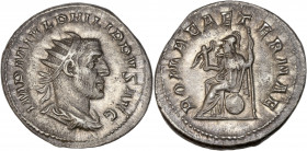 Philippe l'Arabe (244-249 apr.J.-C.) - Ar - Antoninien - Rome.
A/ IMP M IVL PHILIPPVS AVG,
buste de Philippe l'Arabe drapé et cuirassé à droite.
R/ RO...
