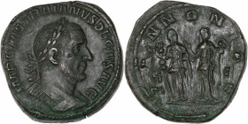 Trajan Dèce (249-251 apr.J.-C.) - Ae - Sesterce - Rome.
A /IMP C M Q TRAIANVS DECIVS AVG,
Trajan Dèce  à droite lauré et cuirassé.
R/ P A NNONIA E,...
