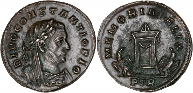 Constantin I (306-337 apr. J.C.) - Cu - Follis ou nummus - Trèves.
A/ DIVO CONST...